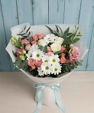 Букет цветов из:  Розы, Лизиантусы и Хризантемы #REPLACE_PRED# Караидель