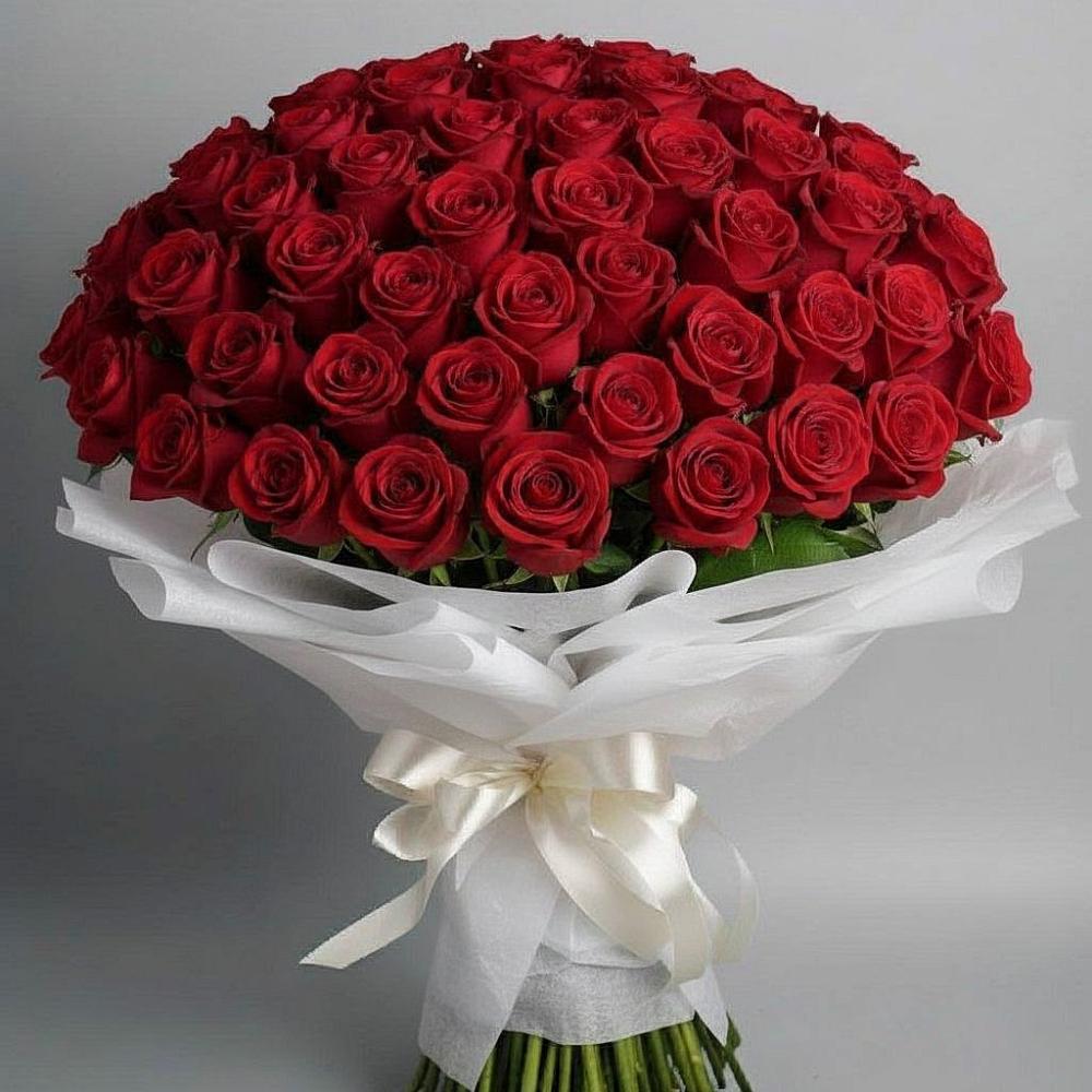 Букет 101 Красная роза Блэк Мэджик в Караидель
