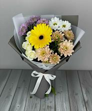 Букет цветов из:  Розы, Герберы и Хризантемы в Караидель