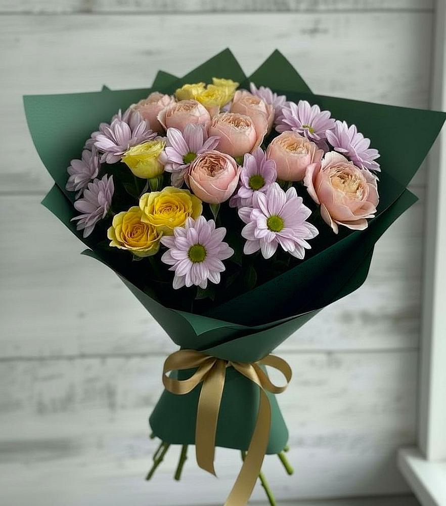 Букет цветов из: Хризантемы и Розы в Караидель