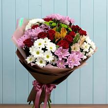 Букет цветов из:  Розы, Хризантемы и Альстромерии в Караидель