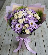 Букет цветов из:  Хризантемы и Розы в Караидель